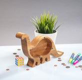 ZOLA Wooden Animal Coin Bank with DINOSAUR, Designs for Desktop Ornament, Coin Storage Tank, and Money Saving