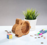 Wooden Animal Coin Bank with RABBIT, Designs for Desktop Ornament, Coin Storage Tank, and Money Saving