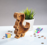 Wooden Animal Coin Bank with TYRANNOSAURUS, Designs for Desktop Ornament, Coin Storage Tank, and Money Saving