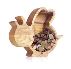 ZOLA Wooden Animal Coin Bank with BEE, Designs for Desktop Ornament, Coin Storage Tank, and Money Saving
