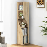 Corner Wood Bookcase - 5-Tier Vertical Shelf for Stylish and Space-Saving Storage