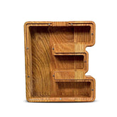 ZOLA Letter E Wooden Coin Bank, Money Box, Coin Safe Storage, Desktop Ornaments Craft Decor, For Adults Children Birthday Gifts