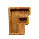 ZOLA Letter F Wooden Coin Bank, Money Box, Coin Safe Storage, Desktop Ornaments Craft Decor, For Adults Children Birthday Gifts