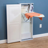 Floor stand iron table, sliding wood door, No shelves