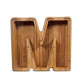 ZOLA Letter M Wooden Coin Bank, Money Box, Coin Safe Storage, Desktop Ornaments Craft Decor, For Adults Children Birthday Gifts