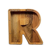 ZOLA Letter R Wooden Coin Bank, Money Box, Coin Safe Storage, Desktop Ornaments Craft Decor, For Adults Children Birthday Gifts