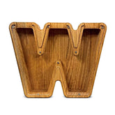 ZOLA Letter W Wooden Coin Bank, Money Box, Coin Safe Storage, Desktop Ornaments Craft Decor, For Adults Children Birthday Gifts