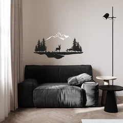 Natural Metal Wall Art featuring Deer Family in Mountains and Forests - Perfect Gift for Wildlife Lovers and Home Decor Enthusiasts