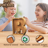 ZOLA LETTERs Wooden Coin Bank, Money Box, Coin Safe Storage, Desktop Ornaments Craft Decor, For Adults Children Birthday Gifts