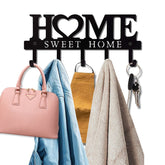 Wall-mounted Keys Holder Sweet Home Black Storage Organizer Coat Rack Clothes Towel Hanging Hooks Hangers Decoration For Home
