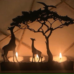 Decorative Giraffe Metal Candle Holder with Rustic Finish