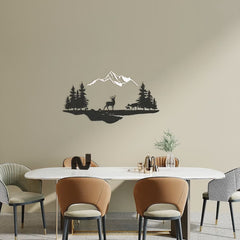 Natural Metal Wall Art featuring Deer Family in Mountains and Forests - Perfect Gift for Wildlife Lovers and Home Decor Enthusiasts