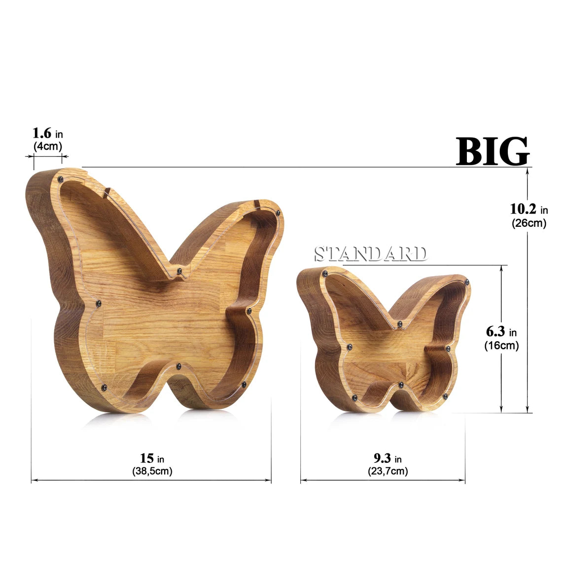 ZOLA Wooden Animal Coin Bank with BUTTERFLY, Designs for Desktop Ornament, Coin Storage Tank, and Money Saving