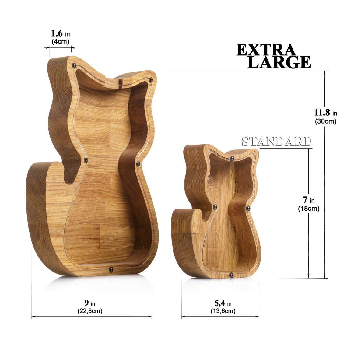 ZOLA Wooden Animal Coin Bank with CAT, Designs for Desktop Ornament, Coin Storage Tank, and Money Saving