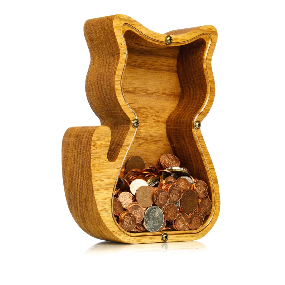 ZOLA Wooden Animal Coin Bank with CAT, Designs for Desktop Ornament, Coin Storage Tank, and Money Saving