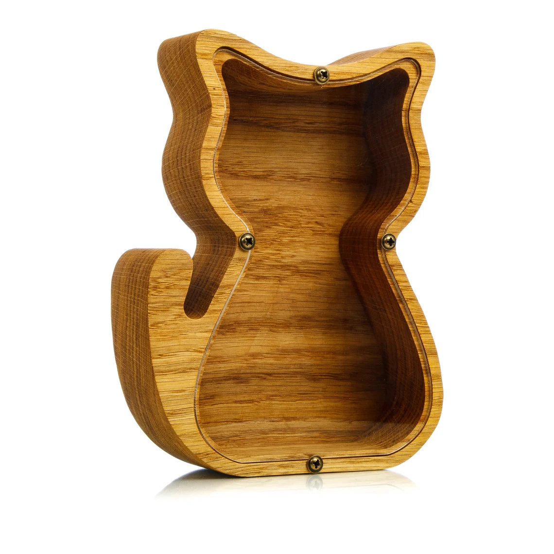 ZOLA Wooden Animal Coin Bank with CAT, Designs for Desktop Ornament, Coin Storage Tank, and Money Saving