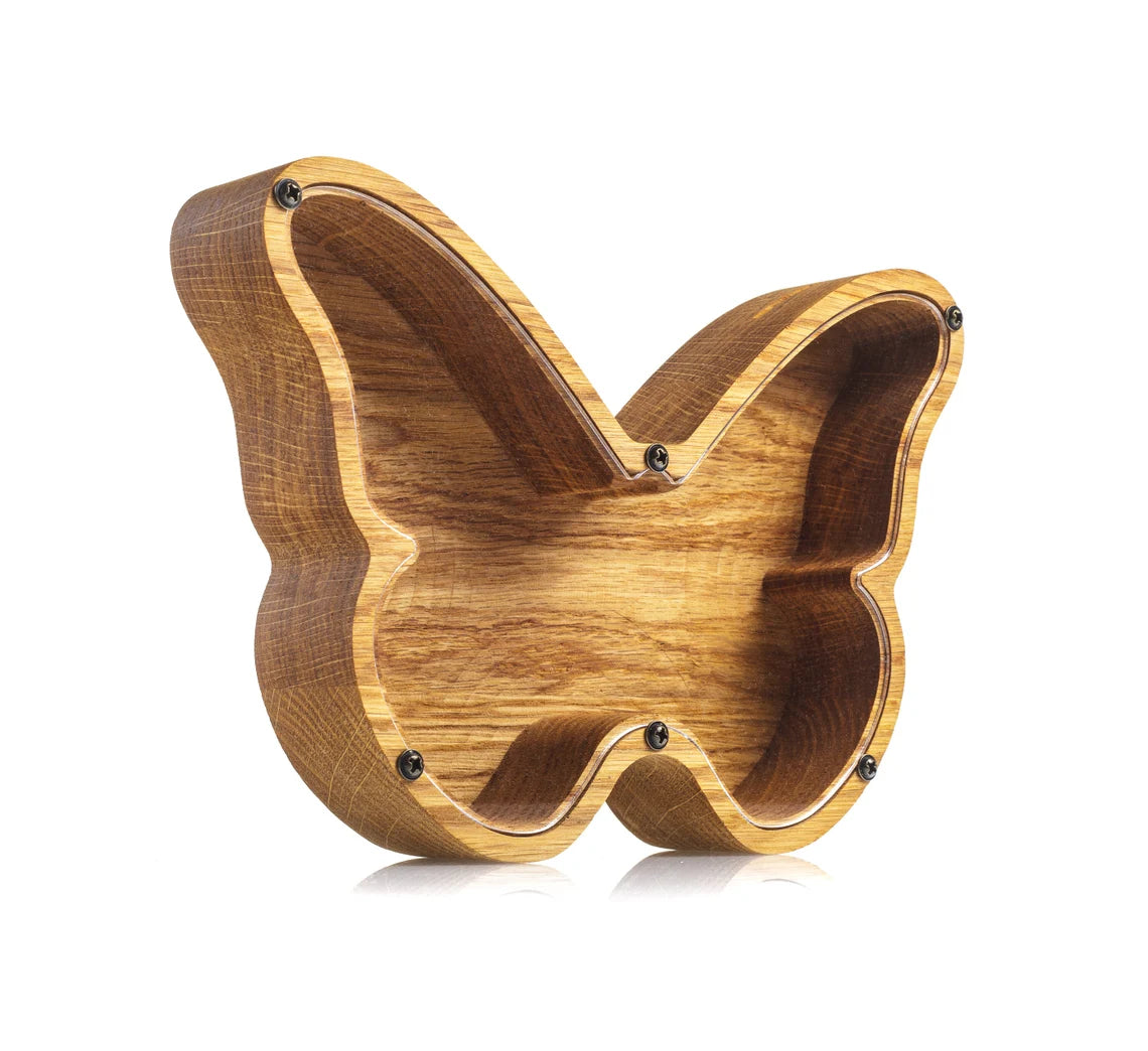 ZOLA Wooden Animal Coin Bank with BUTTERFLY, Designs for Desktop Ornament, Coin Storage Tank, and Money Saving