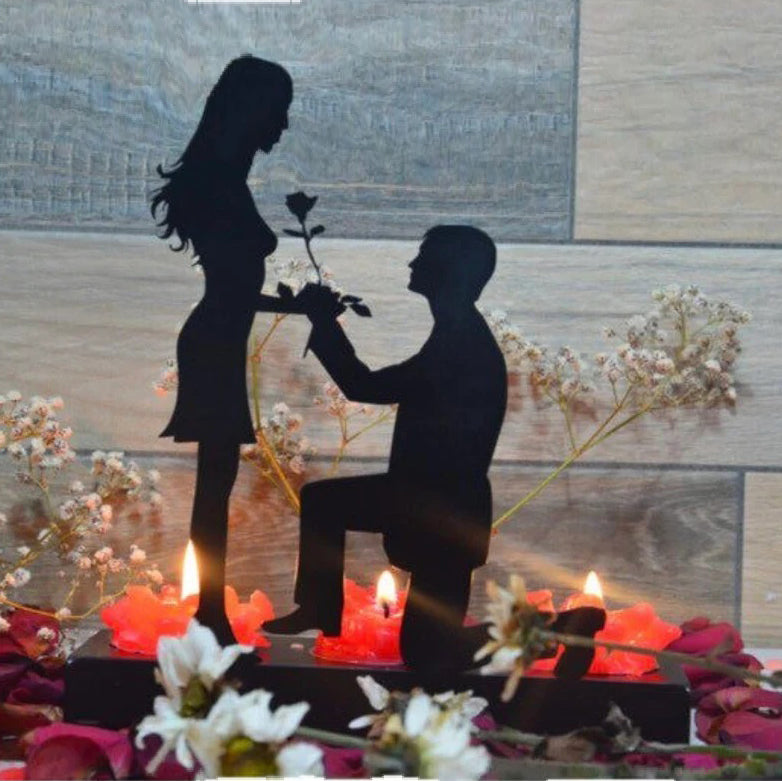 Decorative Love Rose Metal Candle Holder