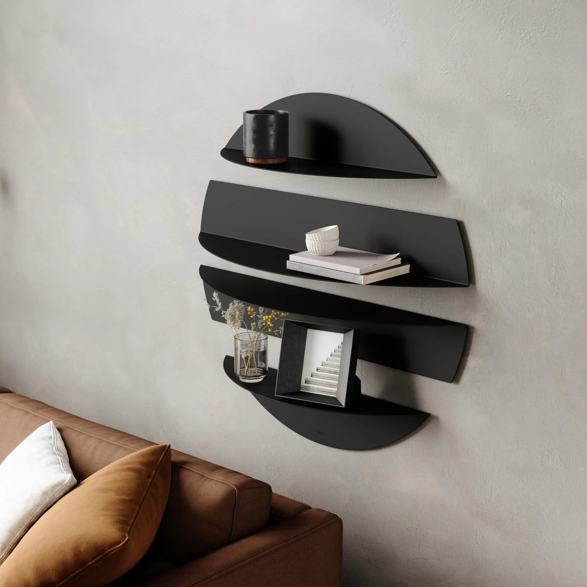 SOLARIS - Decorative Metal Wall Shelves Set with Floating Design