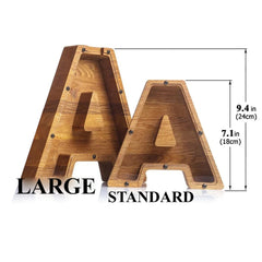 ZOLA Letter A Wooden Coin Bank, Money Box, Coin Safe Storage, Desktop Ornaments Craft Decor, For Adults Children Birthday Gifts