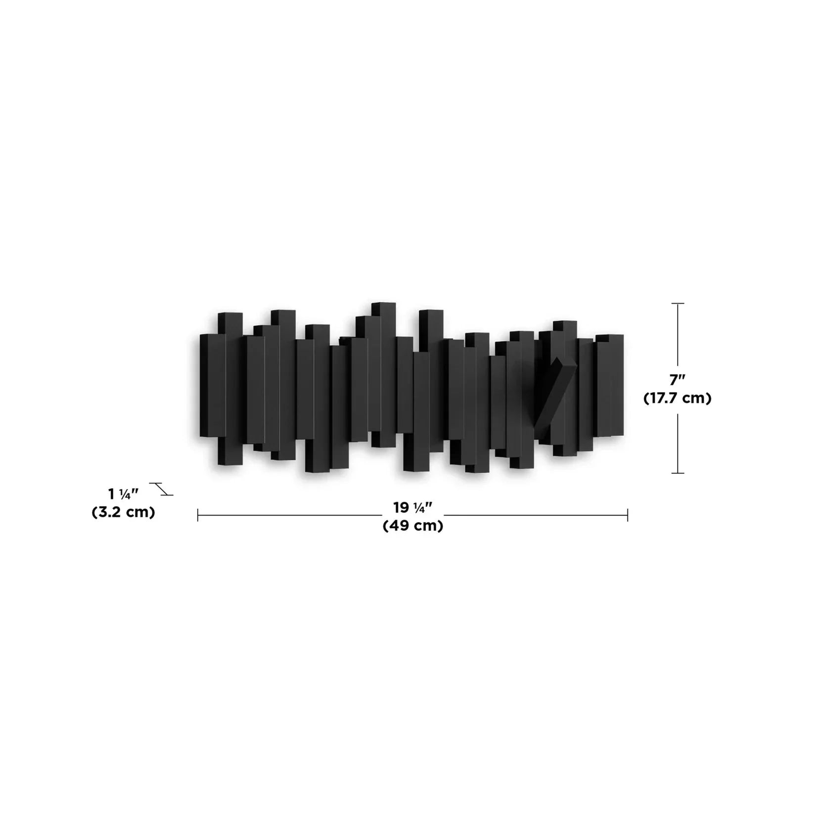 Sticks Wall Mounted Coat Rack - BLACK