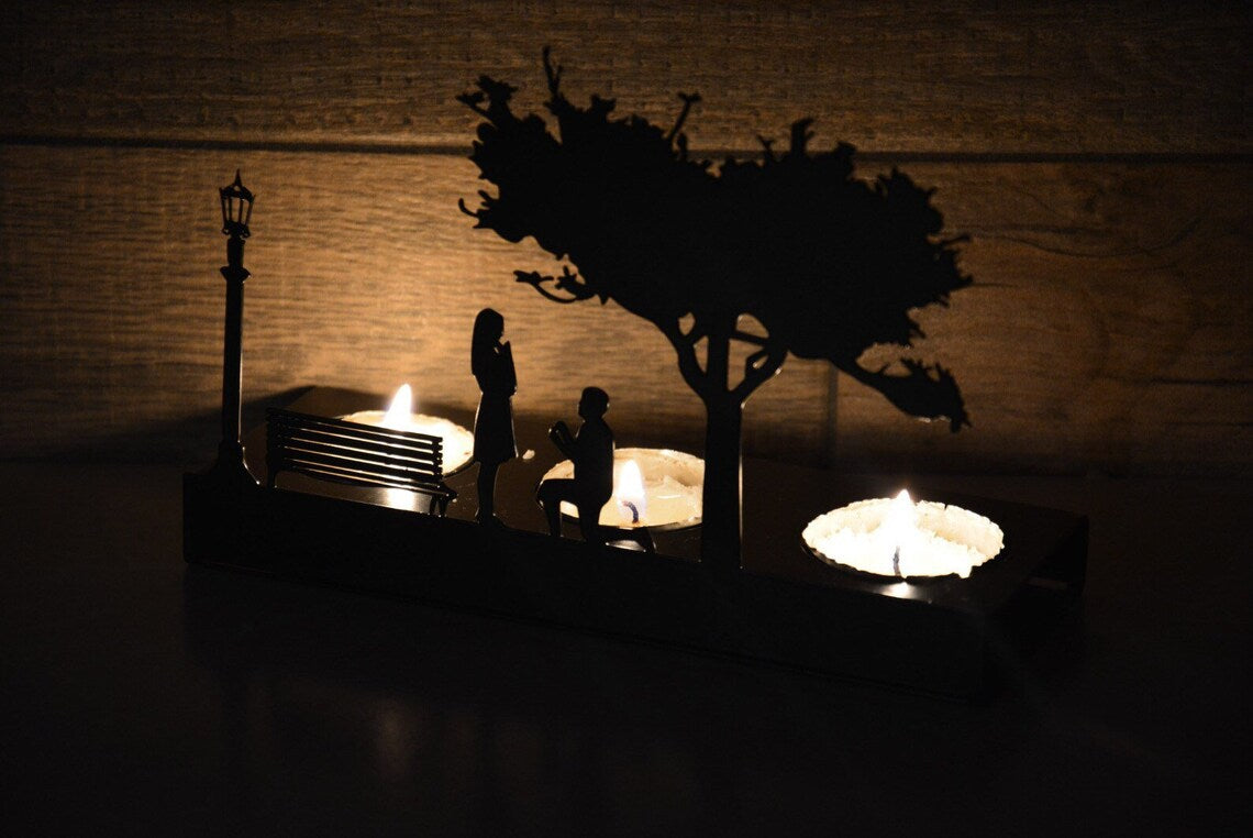 Romantic Metal Candle Holder for Marriage Proposal