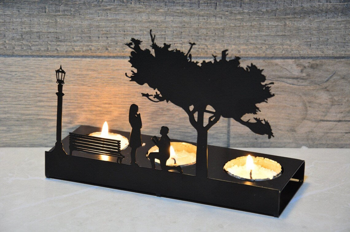 Romantic Metal Candle Holder for Marriage Proposal