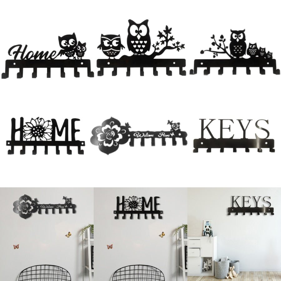 Vintage Owl Key Wall Mount 7 Iron Hook Rack Holder Beautiful Decorative Home Decor Also Hang Bag Belt Headphones In Kitchen Room