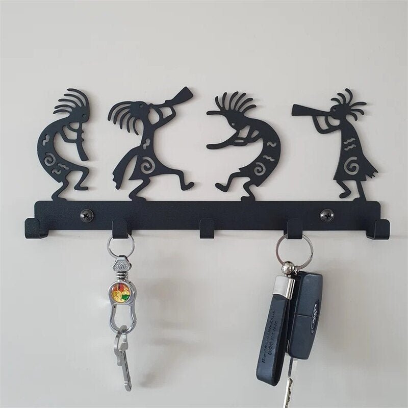 Wall-Mounted Metal Key Holder with 5 Hooks and Cute Cat Design for Home Decor and Organization