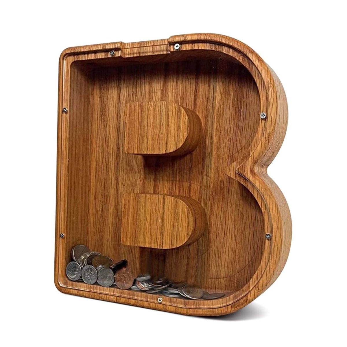 ZOLA Letter B Wooden Coin Bank, Money Box, Coin Safe Storage, Desktop Ornaments Craft Decor, For Adults Children Birthday Gifts