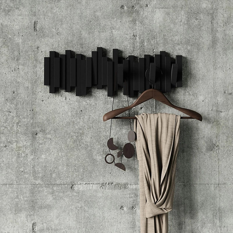 Sticks Wall Mounted Coat Rack - BLACK